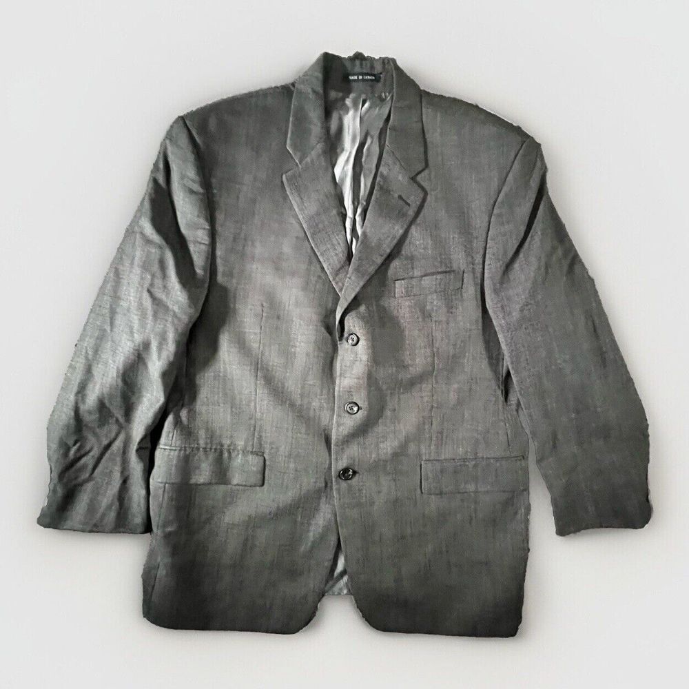 Ralph Lauren Size 46R Suit Coat‎ Charcoal Wool Pinpoint 3 Button Jacket Blazer